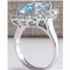 Image 3 : 4.39 CTW Natural Aquamarine And Diamond Ring In 14K White Gold