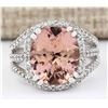Image 1 : 5.91 CTW Natural Morganite And Diamond Ring In 18K White Gold