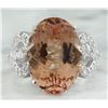 Image 1 : 13.95 CTW Morganite 18K White Gold Diamond Ring