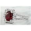 Image 2 : 2.38 CTW Ruby 18K White Gold Diamond Ring