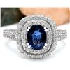 Image 1 : 2.26 CTW Natural Sapphire 18K Solid White Gold Diamond Ring