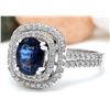 Image 2 : 2.26 CTW Natural Sapphire 18K Solid White Gold Diamond Ring