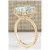 Image 3 : 5.20 CTW Natural Blue Aquamarine And Diamond Ring In 18K Yellow Gold