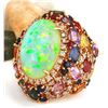 Image 1 : 26.5 CTW Natural Opal, Sapphire 14K Solid Rose Gold Diamond Ring