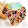 Image 4 : 26.5 CTW Natural Opal, Sapphire 14K Solid Rose Gold Diamond Ring