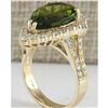 Image 3 : 7.48 CTW Natural Green Tourmaline And Diamond Ring In 18K Yellow Gold
