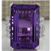 Image 1 : 20.85 CTW Natural Amethyst And Diamond Ring In 14K Solid White Gold