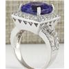 Image 3 : 9.10 CTW Natural Blue Tanzanite And Diamond Ring 18K Solid White Gold