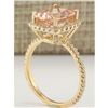 Image 3 : 3.72 CTW Natural Morganite And Diamond Ring In 18K Solid Yellow Gold