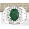 Image 1 : 4.63 CTW Natural Emerald And Diamond Ring In 14k White Gold