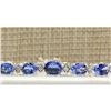 Image 1 : 11.80 CTW Natural Tanzanite And Diamond Bracelet In 14k Solid White Gold