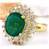 Image 2 : 4.64 CTW Natural Emerald 14K Solid Yellow Gold Diamond Ring