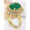 Image 4 : 4.64 CTW Natural Emerald 14K Solid Yellow Gold Diamond Ring