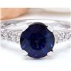 Image 1 : 3.15 CTW Natural Sapphire 14K Solid White Gold Diamond Ring