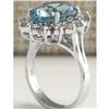 Image 3 : 6.96 CTW Natural Aquamarine And Diamond Ring In 14K Solid White Gold