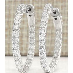 2.00 CTW Natural Diamond Hoop Earrings 14k Solid White Gold