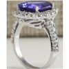 Image 4 : 9.39 CTW Natural Tanzanite And Diamond Ring 18K Solid White Gold
