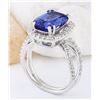 Image 4 : 4.88 CTW Natural Tanzanite 14K Solid White Gold Diamond Ring