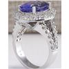 Image 3 : 9.85 CTW Natural Blue Tanzanite And Diamond Ring 14K Solid White Gold