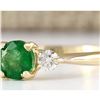 Image 2 : 0.70 CTW Natural Emerald And Diamond Ring In 18K Yellow Gold