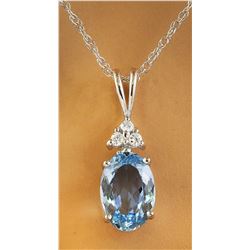 1.51 CTW Aquamarine 18K White Gold Diamond Necklace