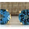 Image 1 : 3.00 CTW Natural Blue Topaz Earrings 18K Solid Yellow Gold