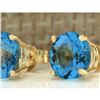 Image 2 : 3.00 CTW Natural Blue Topaz Earrings 18K Solid Yellow Gold