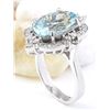 Image 4 : 7.48 CTW Natural Aquamarine 14K Solid White Gold Diamond Ring