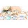 Image 1 : 13.58 CTW Natural Opal 18K Solid Rose Gold Diamond Bracelet