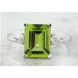 2.26 CTW Peridot 14K White Gold Diamond Ring