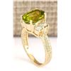 Image 3 : 4.31 CTW Natural Peridot And Diamond Ring In 18K Yellow Gold