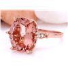 Image 2 : 6.25 CTW Natural Morganite 18K Solid Rose Gold Diamond Ring