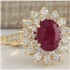 Image 2 : 3.28 CTW Natural Ruby And Diamond Ring In 14K Yellow Gold