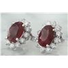 Image 2 : 4.31 CTW Ruby 14K White Gold Diamond Earrings