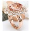 Image 4 : 13.36 CTW Natural Morganite 14K Solid Rose Gold Diamond Ring