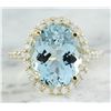 Image 1 : 7.07 CTW Aquamarine 18K Yellow God Diamond Ring