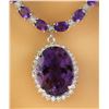 Image 1 : 43.05 CTW Amethyst 14K White Diamond Necklace