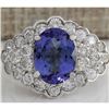 Image 1 : 5.12 CTW Natural Blue Tanzanite And Diamond Ring In 18K White Gold