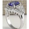 Image 3 : 5.12 CTW Natural Blue Tanzanite And Diamond Ring In 18K White Gold