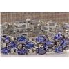Image 1 : 23.85 CTW Natural Tanzanite And Dimond Bracelet In 18K Solid White Gold