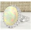 Image 2 : 9.29 CTW Natural Opal And Diamond Ring In18K White Gold
