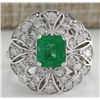 Image 1 : 2.45 CTW Natural Emerald Diamond Ring 14K Solid White Gold