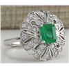 Image 2 : 2.45 CTW Natural Emerald Diamond Ring 14K Solid White Gold