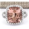 Image 1 : 12.01 CTW Natural Morganite And Diamond Ring In 14k White Gold