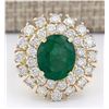 Image 1 : 6.65 CTW Natural Emerald And Diamond Ring In 18K Yellow Gold