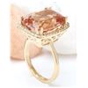 Image 4 : 11.04 CTW Natural Morganite 18K Solid Yellow Gold Diamond Ring