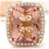 Image 1 : 11.04 CTW Natural Morganite 14K Solid Yellow Gold Diamond Ring