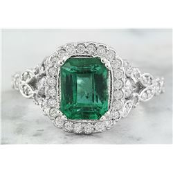 2.64 CTW Emerald 14K white Gold Diamond Ring