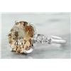 Image 2 : 3.41 CTW Morganite 18K White Gold Diamond Ring