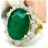 Image 2 : 18.59 CTW Natural Emerald 18K Solid Yellow Gold Diamond Ring